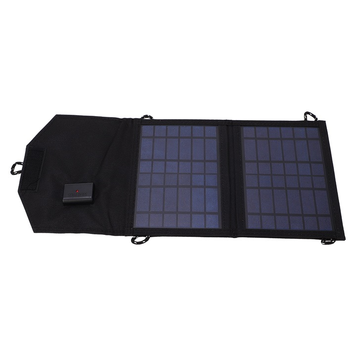 Зарядно за соларен панел Longziming, 7W, 5V, 0‑2A, USB изход, Преносимо, сгъваемо, за къмпинг