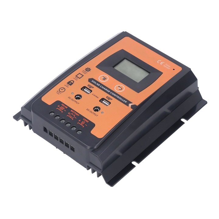 PowMr LCD Controler de descarcare de incarcare solara, Regulator panou solar Iesire USB dubla 12V 24V