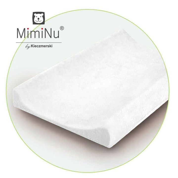 Husa, MimiNu, Universala, Pentru saltea de infasat, Cu elastic, Din Jersey, Material certificat Oeko Tex Standard 100, White