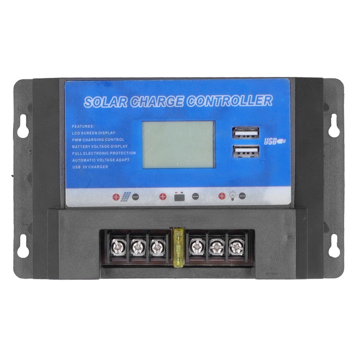 Controler de incarcare solara Afisaj LCD Interfata USB duala Regulator PV pentru panou solar 30A