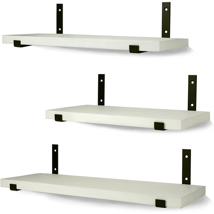 Rafturi, WONOSS, 3 buc, 42x15x1 cm, lemn si metal