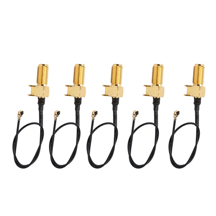 Комплект от 5 RF удължителни кабела, заварени към платка, под ъгъл SMA към IPEX терминал, кабел за антена, 50 ома