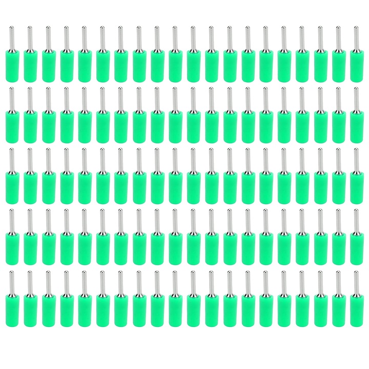 Set 100 conectori banana, Enforose, din alama nichelata, drept, pentru panou interior cu arc, J.10001, 2mm, verde