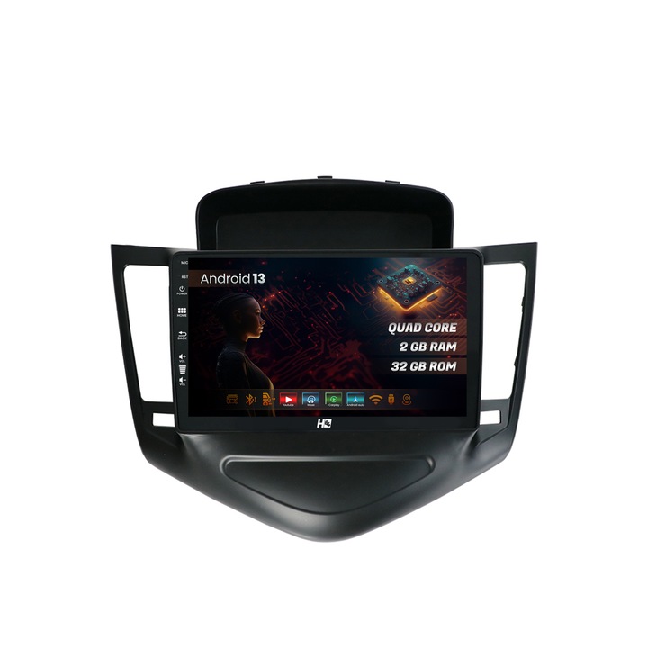 Navigatie HUB64 Chevrolet Cruze (2008-2014), 2GB RAM, Android 13, GPS, Wi-FI, Carplay, Android Auto, USB, Bluetooth, Radio, Waze, Touchscreen, 9 inch