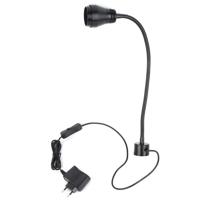 Lampa de lucru LED Bizaical, 7W, cap rotund 5cm, baza magnetica, gat flexibil, 38cm