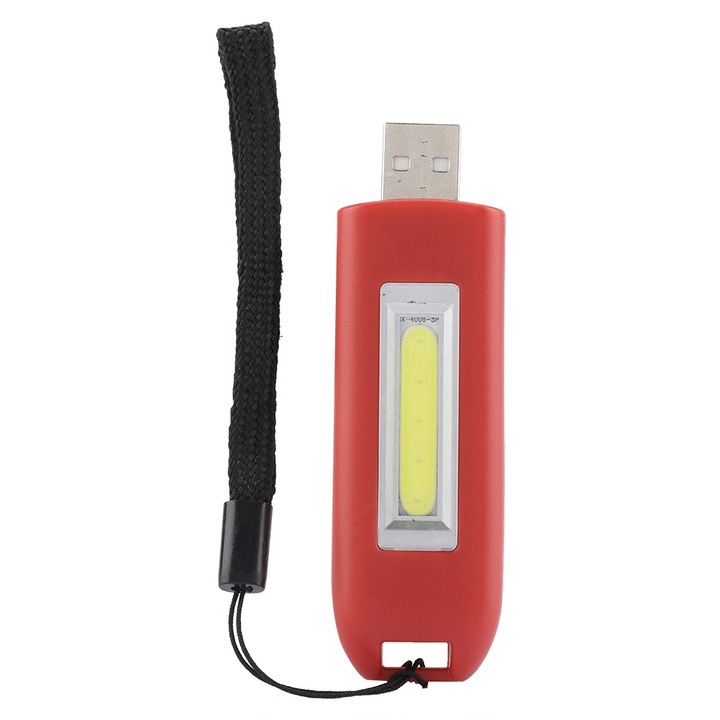 Mini USB újratölthető zseblámpa, COB kültéri hordozható zseblámpa, piros
