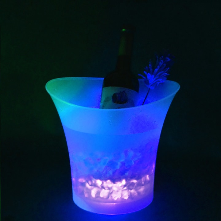 Galeata pentru gheata cu LED, Bizaical, capacitate 5L, plastic/polipropilena, 25x27x26cm, multicolor