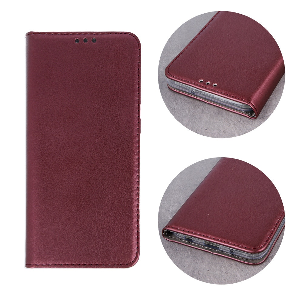 Husa tip carte compatibila cu Oppo Reno 14 FS/ Reno14 F, G-Tech Flip Book, inchidere magnetica, buzunar card, premium stand, Visiniu