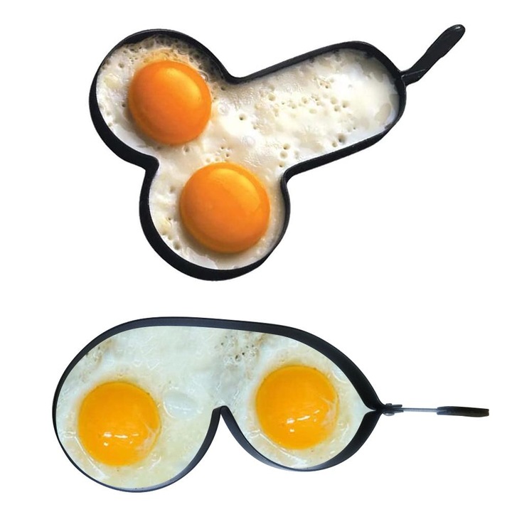 Tükörtojás formák, vicces modell, rozsdamentes acél, 16,5x17,5x1 cm, fekete, 2 db