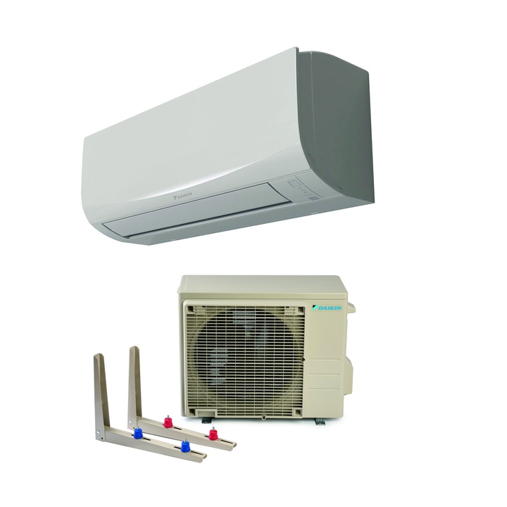 Aparat de aer conditionat Daikin Sensira Bluevolution Inverter 21.000 BTU, model FTXF60A+RXF60A, clasa energerica A++/A+, cu dispozitiv de fixare VibraZerro pentru unitatea exterioara KX60N