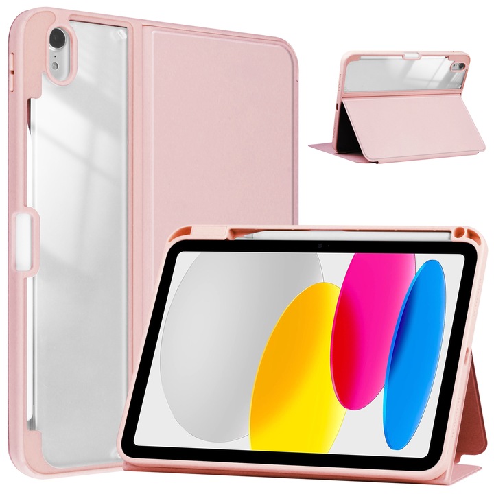 Калъф за таблет, За Apple iPad air5 2022/air4 10.9 2021/ air11 2024, Акрилен, Слот за писалка, 10.9, Розов