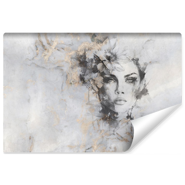 Fototapet Muralo decor de sufragerie de femeie tentanta cu efect 3D 135 cm x 90 cm Perete de beton exclusivist