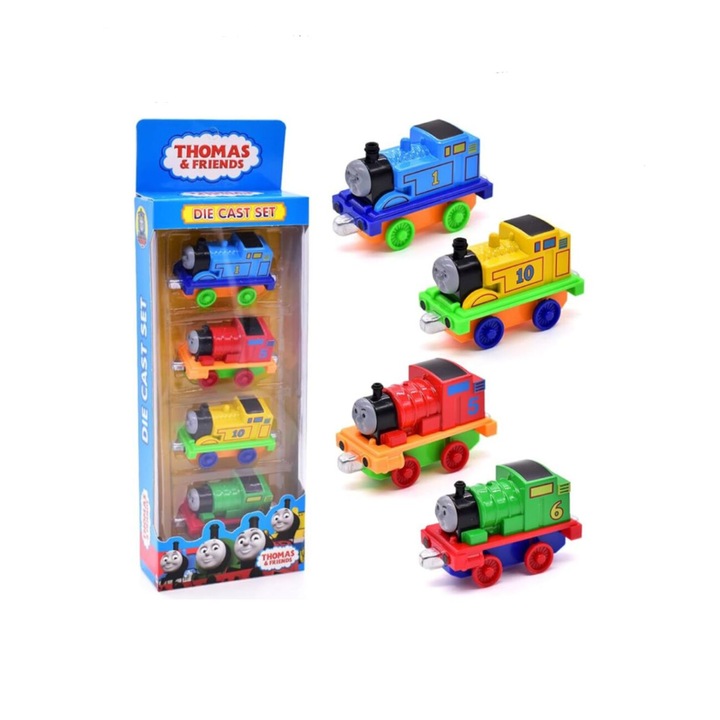 Set 4 locomotive metalice Thomas and Friends cu magnet, multicolor PICCGROVE®
