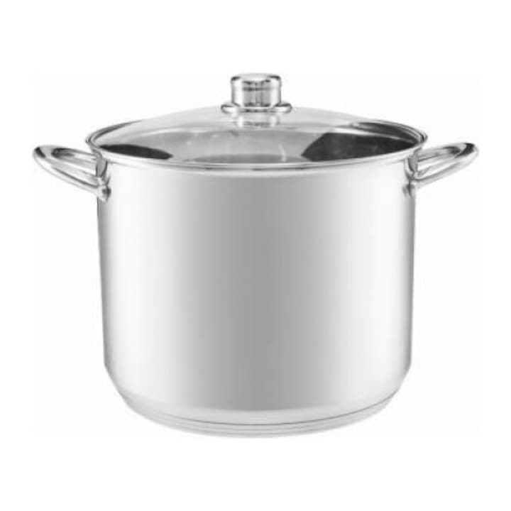 Oala din inox Koko STOCK POT 32cm, 17L, cu capac din sticla, dno inductie