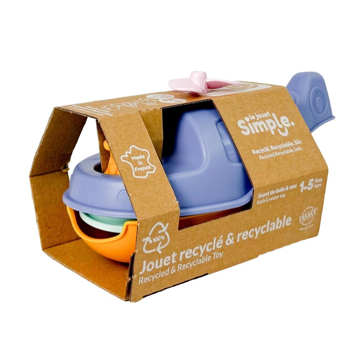 Elicopter 2 in 1, Le Jouet Simple, albastru, 3 corpuri detasabile, figura vulpe, 12 luni+