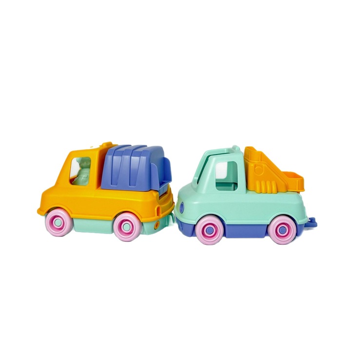 Комплект 2 колички, Le Jouet Simple, пластмаса, многоцветен, +1 година
