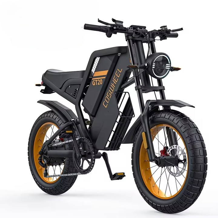 Coswheel GT20 elektromos kerékpár, 1000 W, 25 Ah, 50 km/h sebesség, 100 km autonómia, 7 sebesség, hidraulikus fékek, LCD kijelző