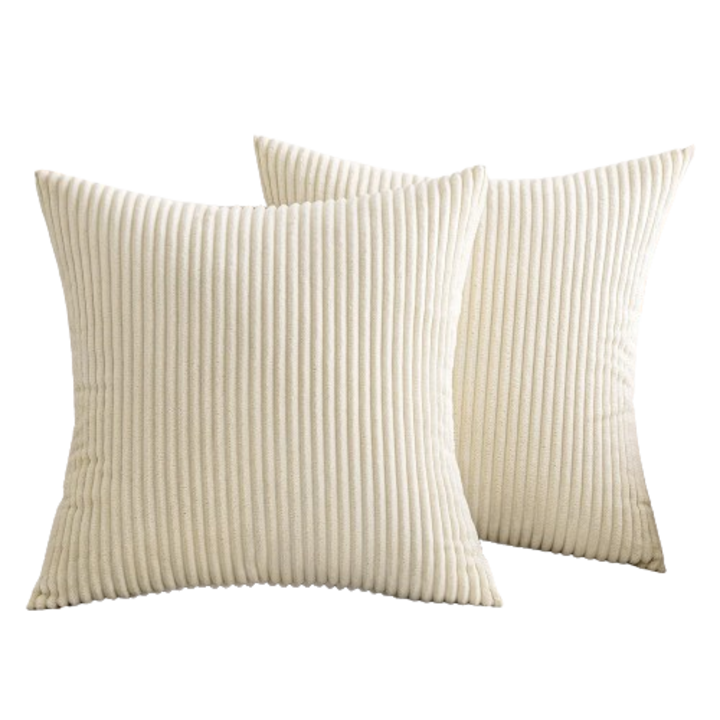 Set de 2 huse de perna MIULEE, huse moi pentru perne decorative patrate, pentru canapea, 55 x 55 cm, crem