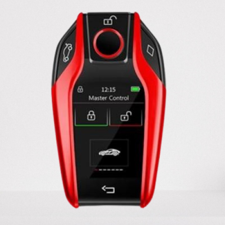 Cheie Auto Smart iSmartKey cu ecran LCD, Rosu, 4 Butoane