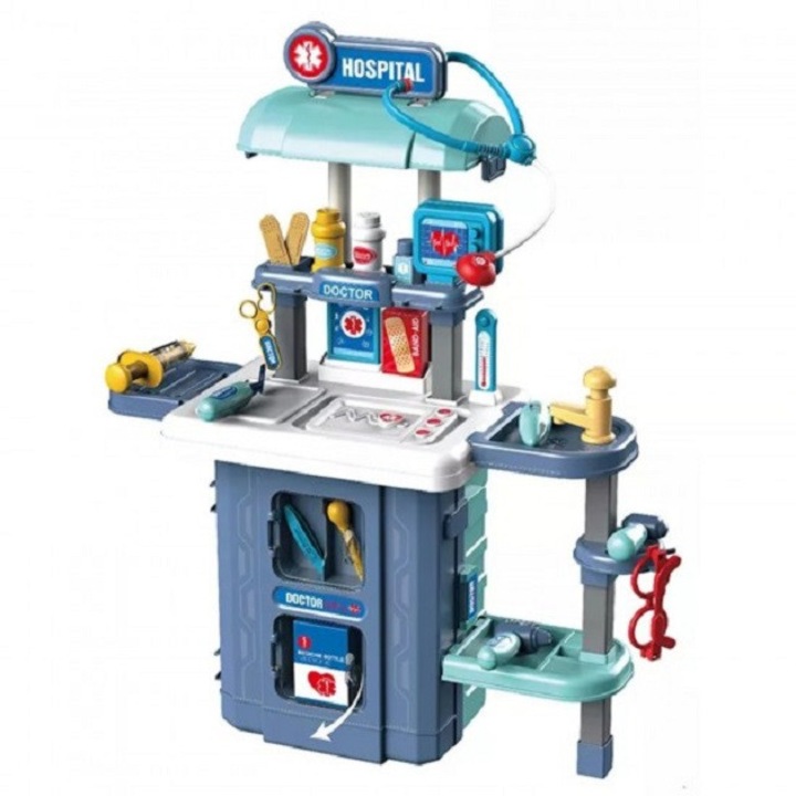 Joc de rol Doctor 3 in 1 in valiza, Spital cu 38 elemente, lumini si pompa apa