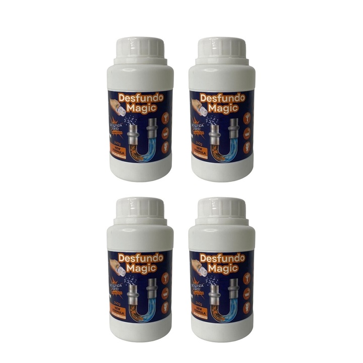 4 db professzionális oldat készlet csövek és szaniterek tisztításához, DESFUNDO MAGIC, Aktív granulátum 240g, HAPPY JOKER