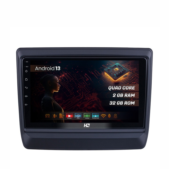 Navigatie HUB64 Isuzu D-MAX (2020, ), 2GB RAM, Android 13, GPS, Wi-FI, Carplay, Android Auto, USB, Bluetooth, Radio, Waze, Touchscreen, 9 inch