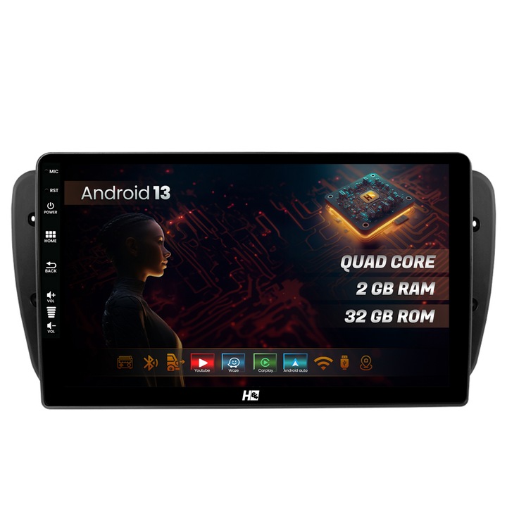 Navigatie HUB64 Seat Ibiza (2009-2013), 2GB RAM, Android 13, GPS, Wi-FI, Carplay, Android Auto, USB, Bluetooth, Radio, Waze, Touchscreen, 9 inch