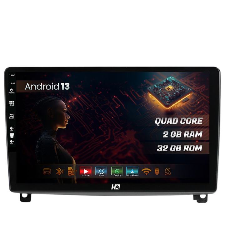 Navigatie HUB64 Peugeot 407 (2004-2011), 2GB RAM, Android 13, GPS, Wi-FI, Carplay, Android Auto, USB, Bluetooth, Radio, Waze, Touchscreen, 9 inch