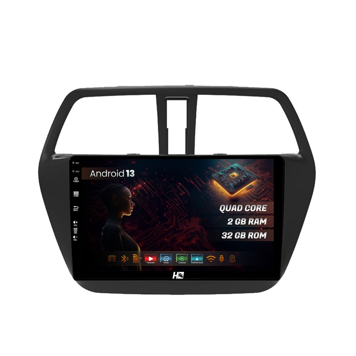 Navigatie HUB64 Suzuki SX4 S-Cross (2012-2016), 2GB RAM, Android 13, GPS, Wi-FI, Carplay, Android Auto, USB, Bluetooth, Rádió, Waze, Érintőképernyő, 9 hüvelyk