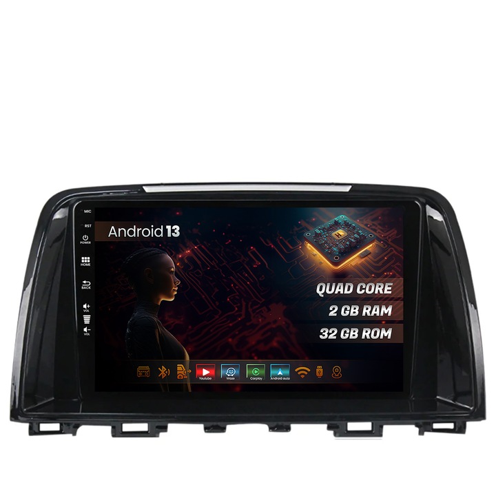 Navigáció Mazda 6, HUB64, Android, Quadcore, 2GB RAM + 64GB ROM, QLED Navigatie HUB64 Mazda 6 (2012-2017), 2GB RAM, Andr