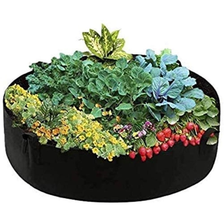 Sac pentru plantare, longziming, pasla, 100 galoni, reutilizabil, respirabil, negru