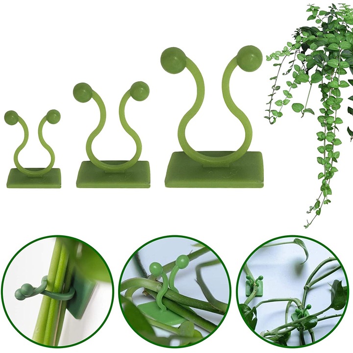 Suport pentru plante cataratoare, Enforose, clipsuri autoadezive invizibile, 150 bucati, decor interior si exterior