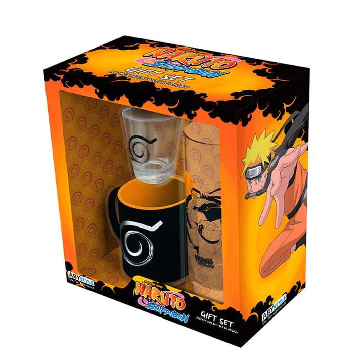 Подаръчен комплект Naruto Shippuden, чаша еспресо 110 мл, чаша 200 мл, шот чаша 50 мл