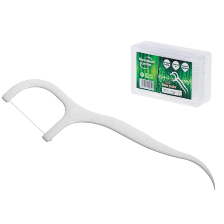 Fogselyem készlet fogpiszkálóval, 50 db/doboz, fehér, 8x5x2,5cm