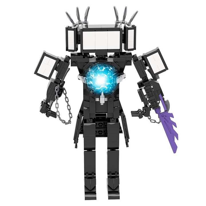 Stnqtsrv Robot figura építőkészlet, ízületekkel, nagy méretű, 30 cm, 396 db, lila