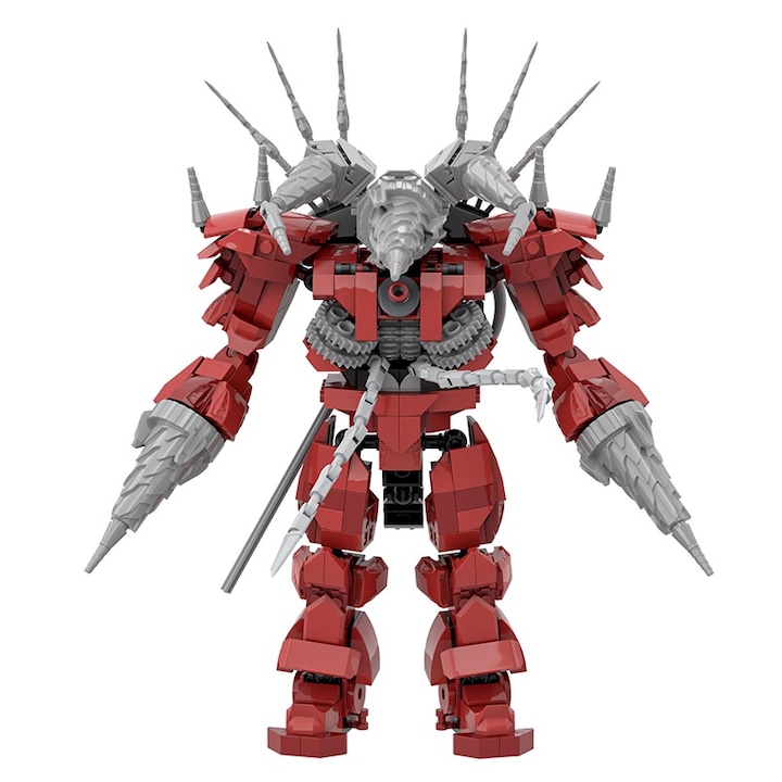 Stnqtsrv Csuklós robotfigura építőkészlet, nagy méretű, 30 cm, 537 db, piros
