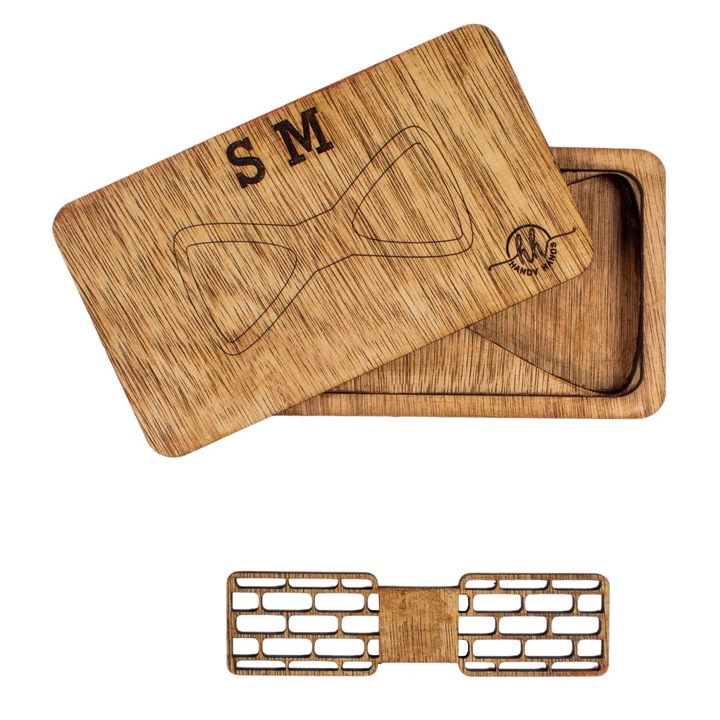 Fa csokornyakkendő HH338, kézzel készített, prémium dobozban