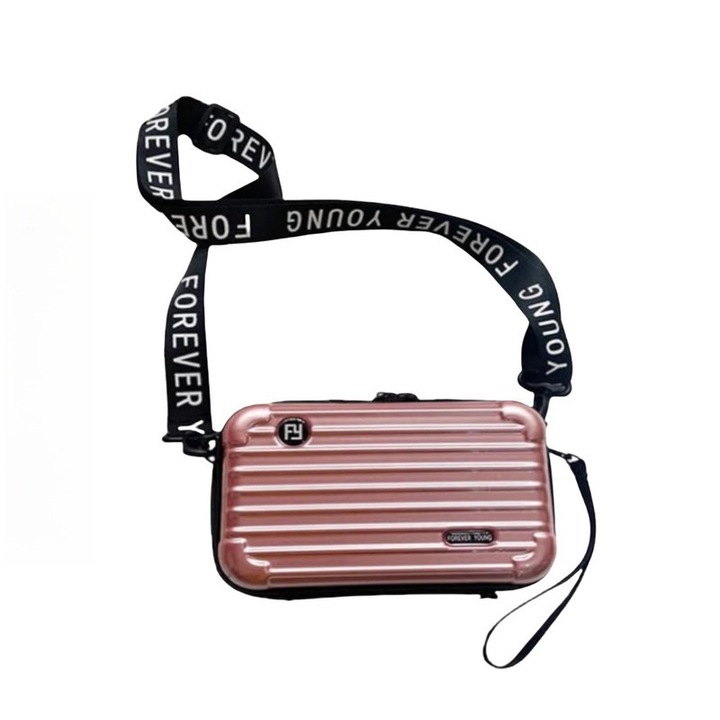 Portfard cosmetic, PVC mini, waterproof, Auriu rose, 17x6x10cm