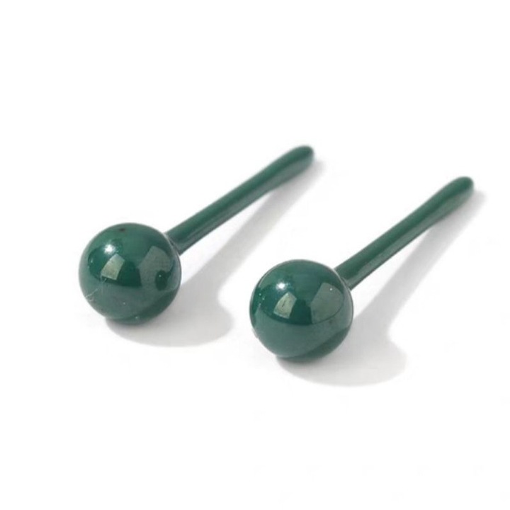 Cercei cu Bila pentru Urechi Sensibile, Cercei din Portelan, Hippoalergenici, Cercei Micuti cu Surub pentru Femei, Fete, Set Cercei Rotunzi Clasici cu Bila, 1 Pereche (verzi)