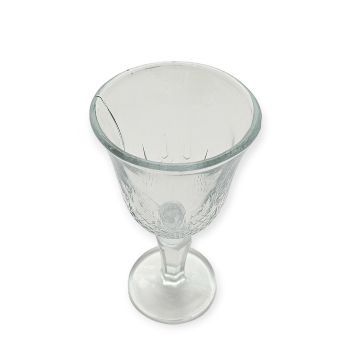 6 db-os cas lakir pohár szett, átlátszó üvegből, mintával, talppal, 40 ml