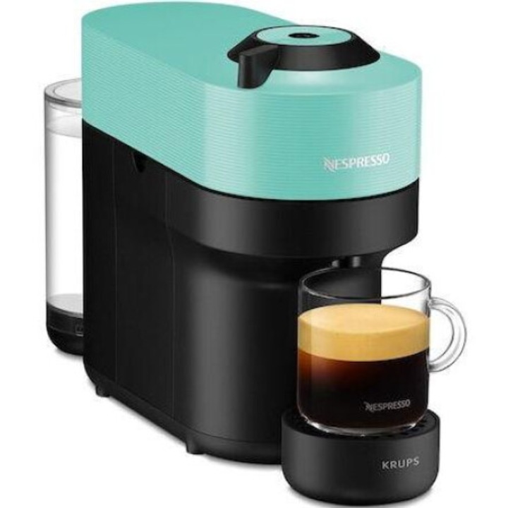Espressor Krups XN 9204 Vertuo Pop Aqua Mint, 1500 W, Зареждане на капсули, 0,56 L, Автоматично спиране Черен/Зелен
