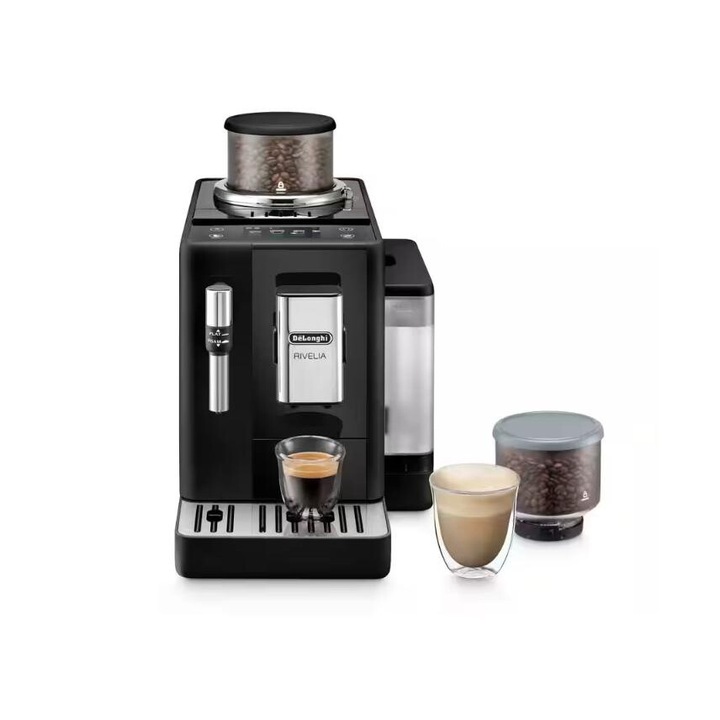 Автоматична еспресо машина De'Longhi Rivelia EXAM 440.35.B, 1450 W, 1.4 l, 19 bar, Контейнер за зърна 250 g, TFT сензорен дисплей 3.5", Black Cappuccino System