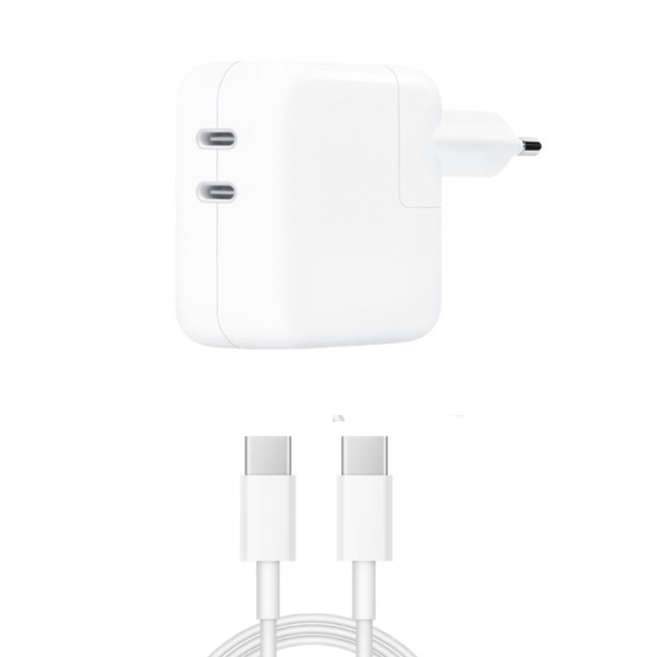 Set Incarcator USB-C 50W Fast Charger si Cablu date USB-C-C 67W, 2M, Compatibil cu iPhone16, 16 pro max, QUANDES®