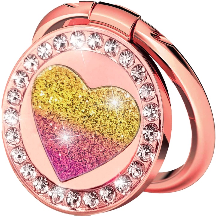 Suport telefon, inel, forma de inima, rotatie 360°, universal, multicolor