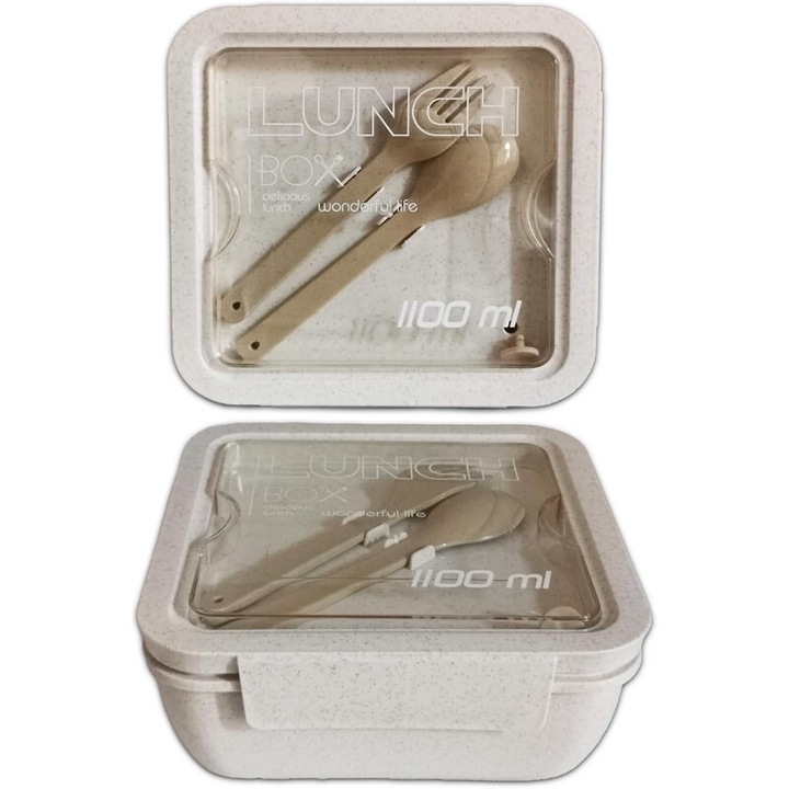 Cutie alimentara cu compartimente, etansa, cu valva de ventilatie, alba, portabila