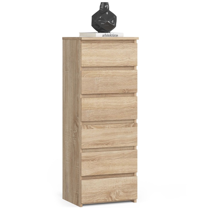 Скрин Akord Furniture Factory, 6 чекмеджета, ПДЧ, Кафяв