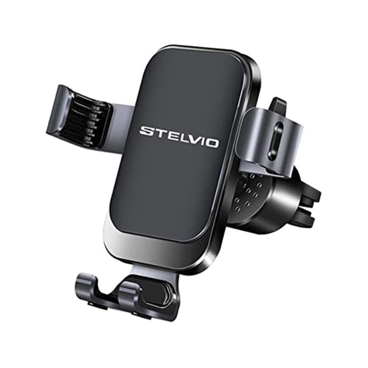 Autós telefontartó, 360-ban forgatható, háromszög alakú rögzítés, fekete