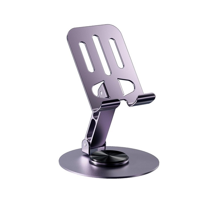 Fémtartó telefonhoz és tablethez, 360°-ban elforgatható, állítható, összecsukható, irodába, utazáshoz
