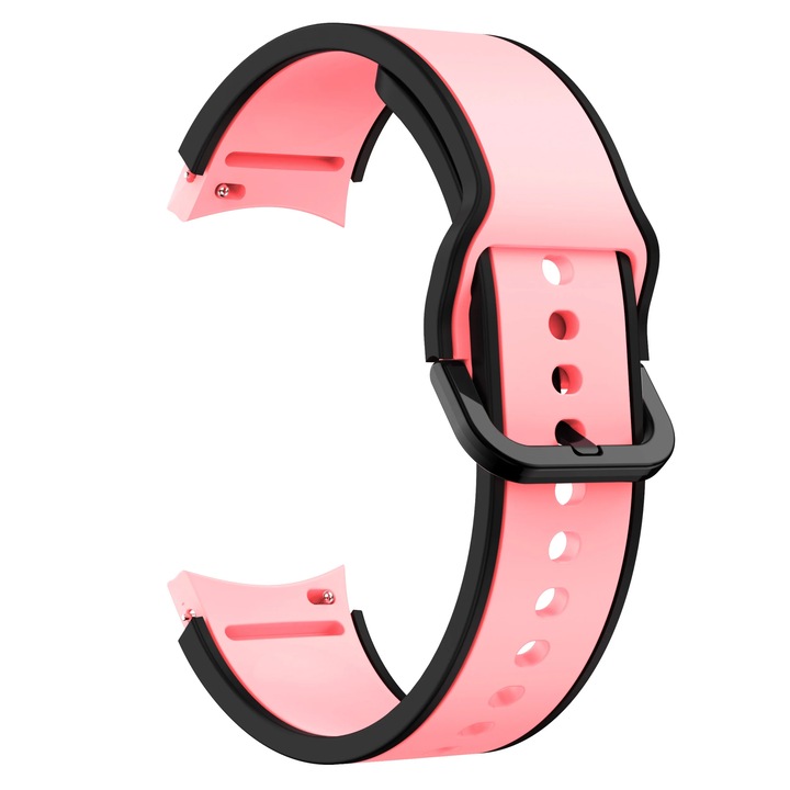 Curea Silicon MTP compatibila cu Samsung Galaxy Watch 4/5/6/7, 40/44/46mm, Quick Release, Pink Accente Black