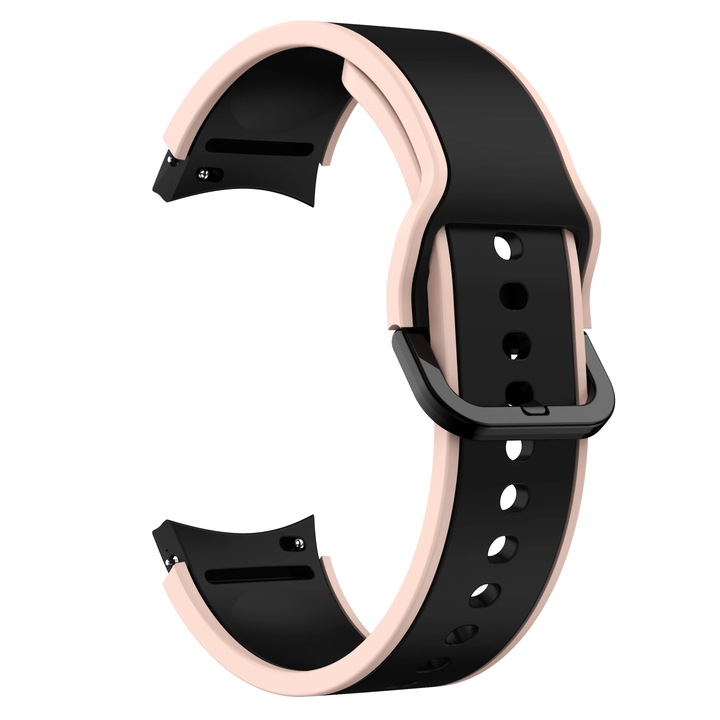 Curea Silicon MTP compatibila cu Samsung Galaxy Watch 4/5/6/7, 40/44/46mm, Quick Release, Negru Accente Pink